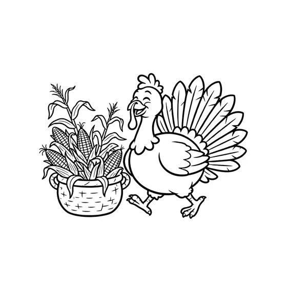 Turkey With Corn Basket Mirrored Layout