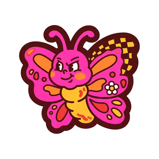 Pink Butterfly With Cheeky Grin