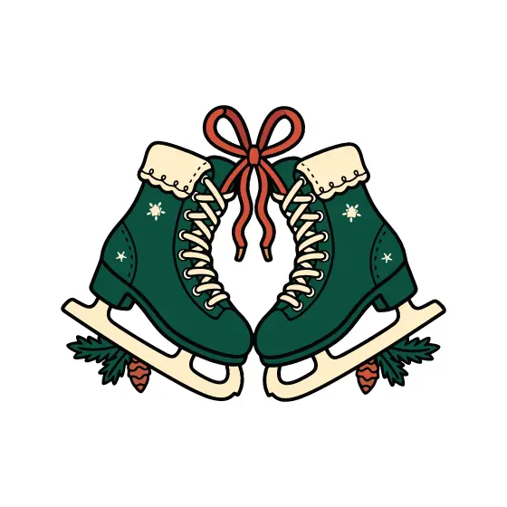 Green Skates with Pinecones