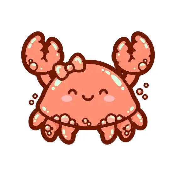 Peach Crab With Bow And Bubbles