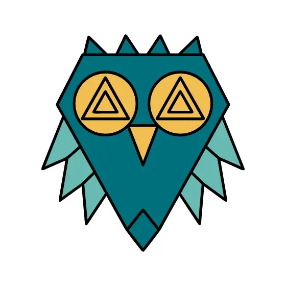 Geometric Owl Head With Spiky Crown