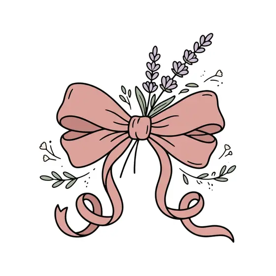 Dusty Rose Bow With Lavender Sprig