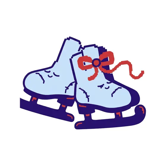 Cheerful Skates Side By Side With Bow