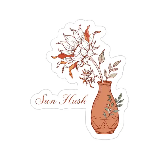Terracotta Vase With Sunflower And Script