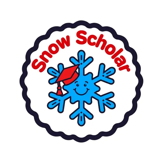 Red Cap Snowflake Badge With Wavy Border