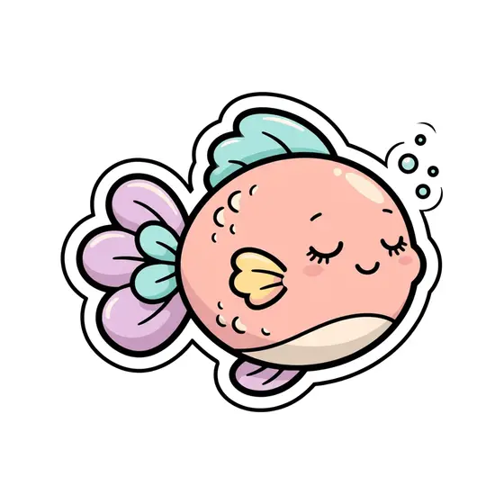 Peach Sleepy Kawaii Tropical Fish
