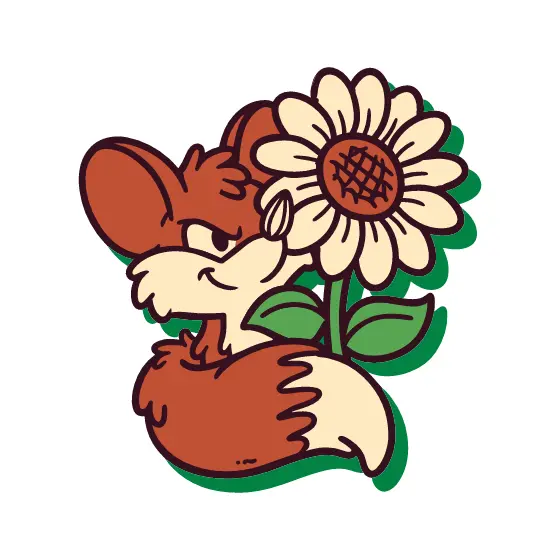 Sneaky Fox Peeking Sunflower