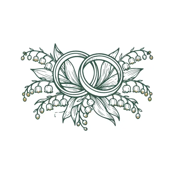 Wedding Rings With Lily of the Valley