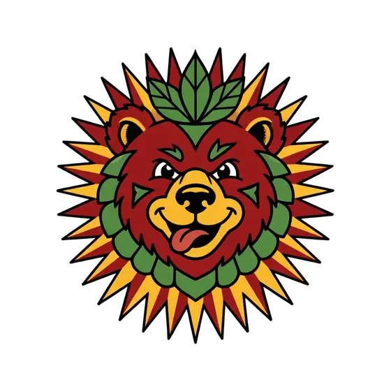 Grinning Bear With Leaf Crown