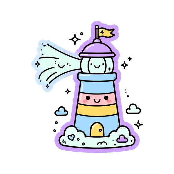 Lavender Lighthouse With Flag Top