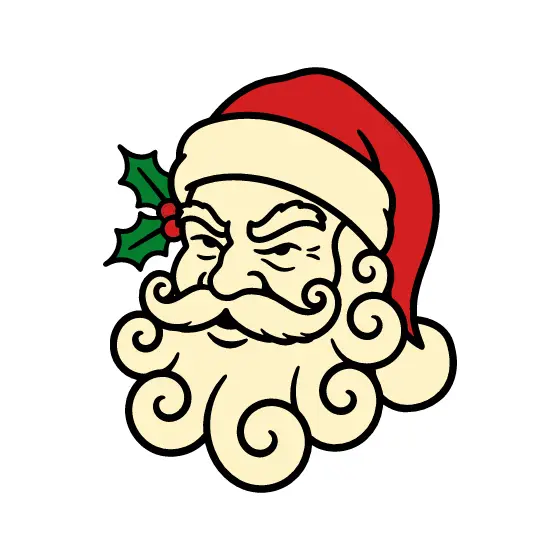 Scowling Santa Head With Side Holly
