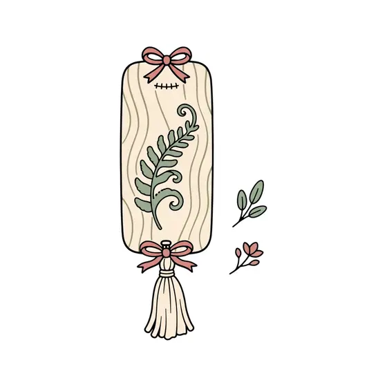 Long Bookmark With Fern and Bows