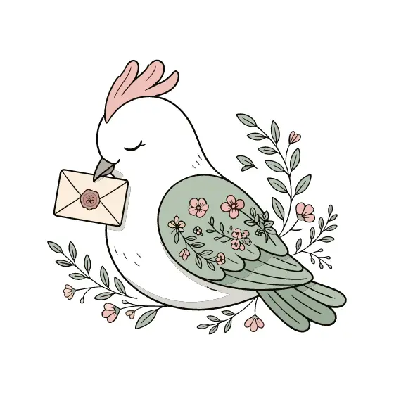 Dove Carrying Envelope Facing Left