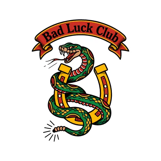 Green Snake Wrapped Red Banner Horseshoe