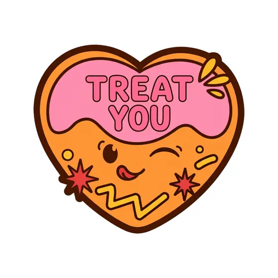 Playful Heart Cookie With Squiggles And Stars
