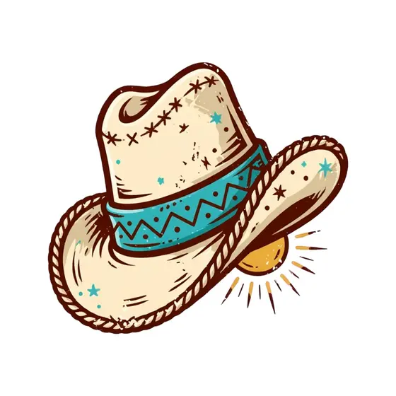 Cowboy Hat With Zigzag Band and Rope Brim