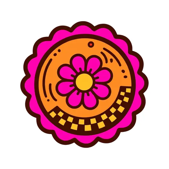 Orange Penny With Pink Daisy