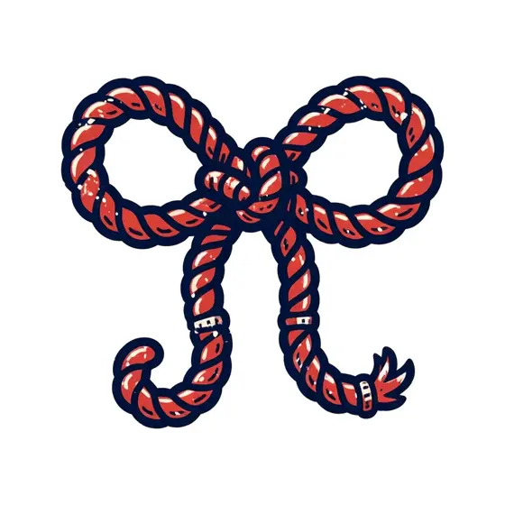 Red Rope Bow With Navy Outline