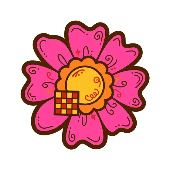 Scalloped Pink Daisy With Swirl Details