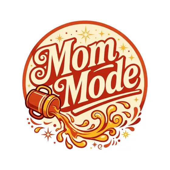 Mom Mode Circle Badge With Spilled Juice