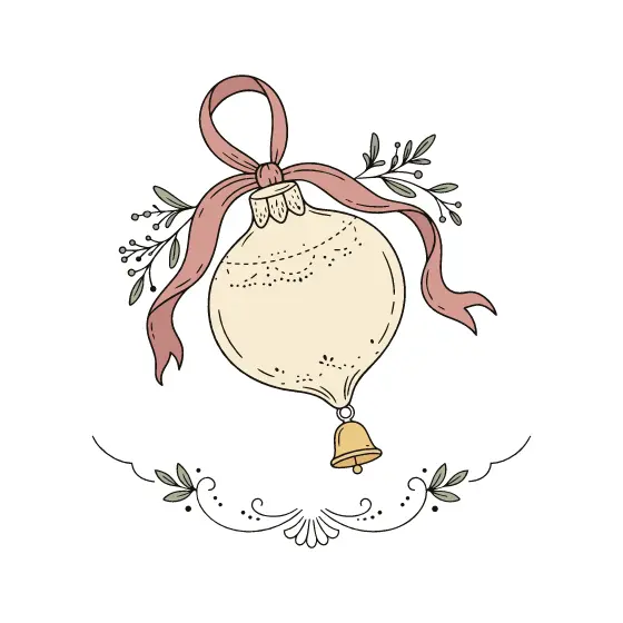 Round Ornament With Dotted Gold Bell