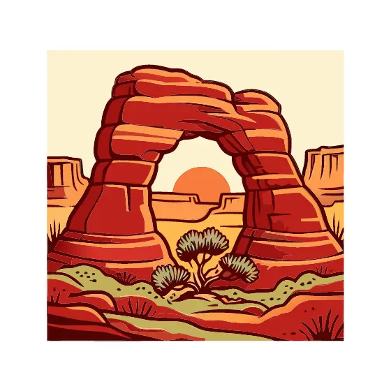 Red Sandstone Arch At Sunset