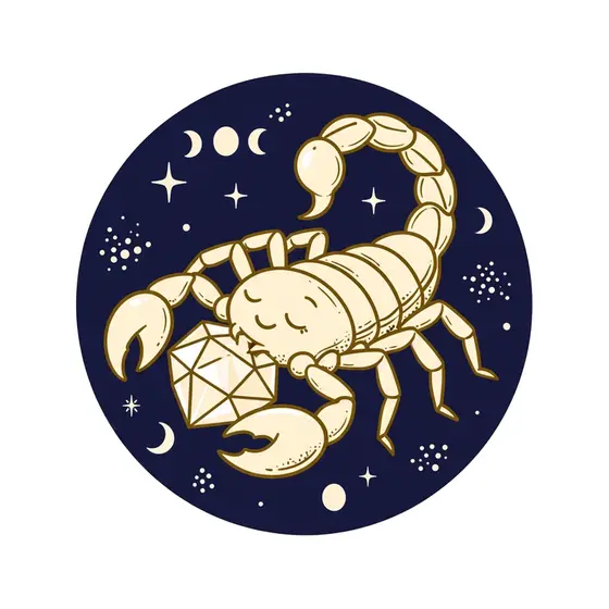 Eyes-Closed Scorpion Holding Gem