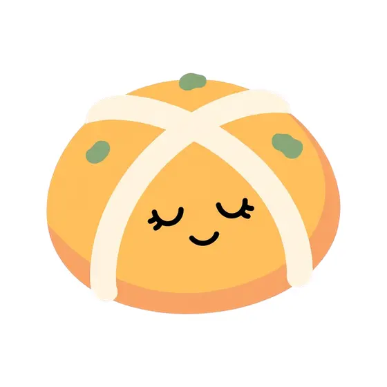 Sleepy Smiling Hot Cross Bun