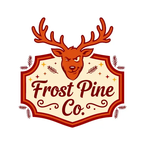 Reindeer Head Emblem With Frost Pine Lettering