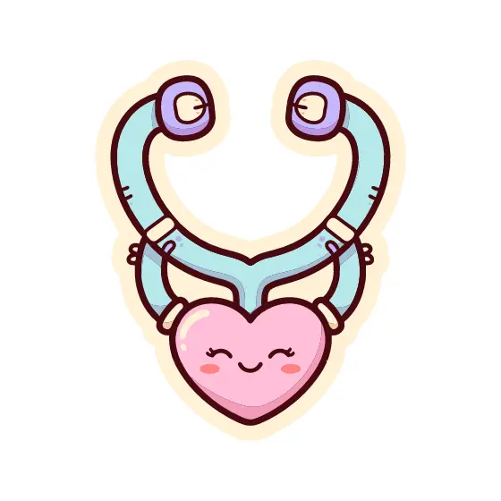 Smiling Pink Heart Stethoscope Sticker