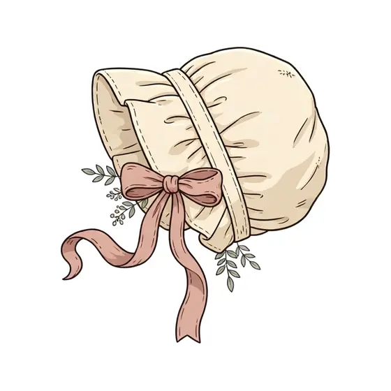 Cream Bonnet With Breeze-Blown Ribbon