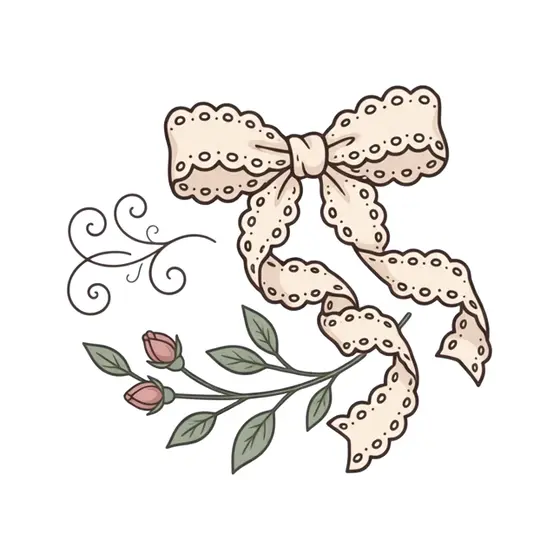 Cream Lace Bow With Rose Buds
