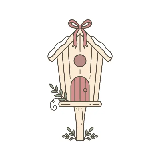 Cream Birdhouse on Post