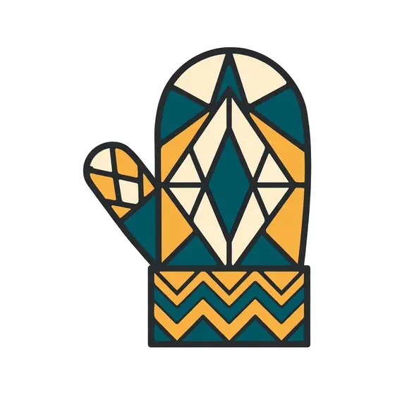 Teal Mitten With Chevron Cuff