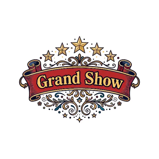 Grand Show Banner With Decorative Scrollwork