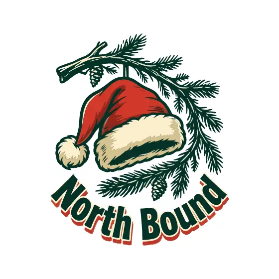Tilted Santa Hat With Curved Text