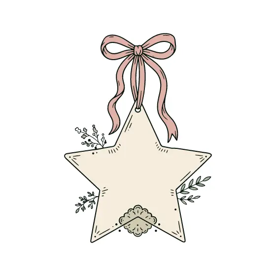 Cream Star Tag With Lace Medallion