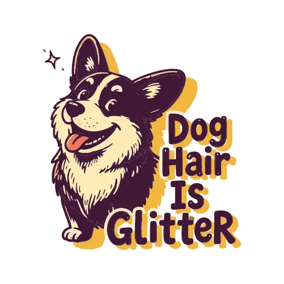 Side-Glancing Corgi With Glitter Text
