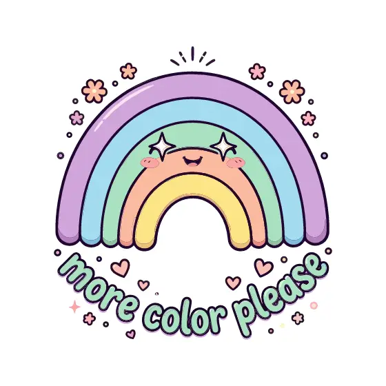 Pastel Rainbow With Sparkle Eyes