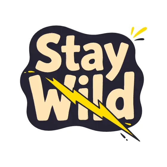 Cream Stay Wild Lettering on Dark Blob