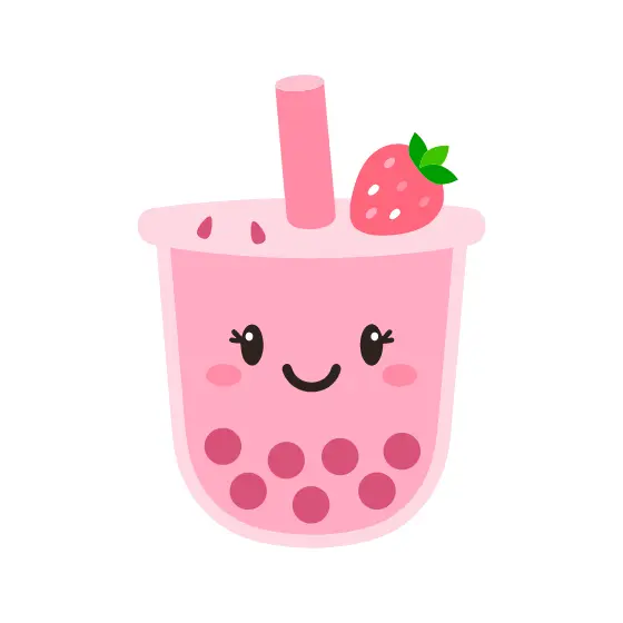 Cute Strawberry Boba Tea Drink