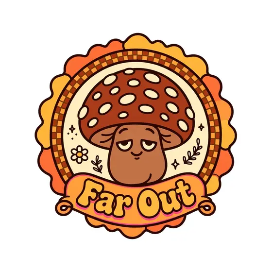Sleepy Mushroom Far Out Badge