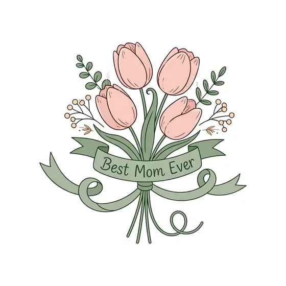 Blush Tulip Bouquet With Ribbon