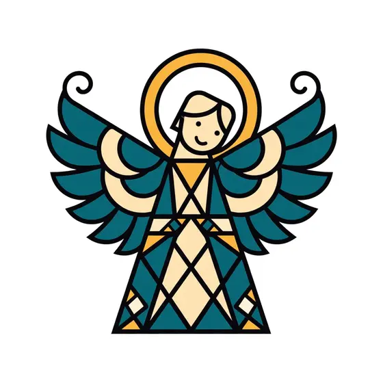 Stained Glass Angel With Teal Wings