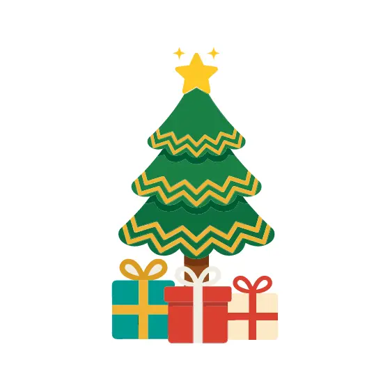 Zigzag Trimmed Christmas Tree Scene