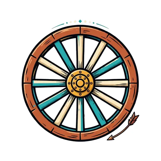 Turquoise Spoke Wagon Wheel with Arrow