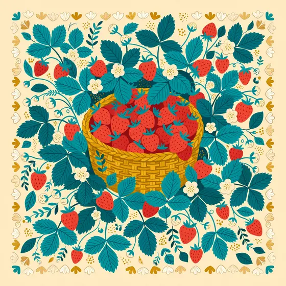Strawberry Patch With Mustard Basket
