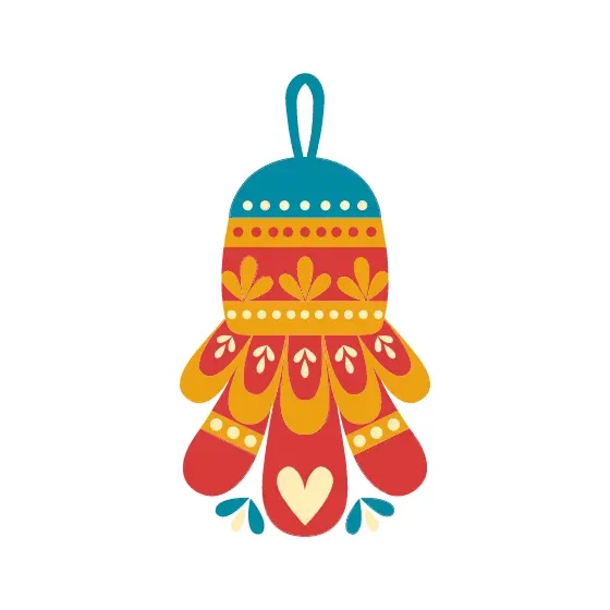 Red Tassel Ornament With Teal Cap
