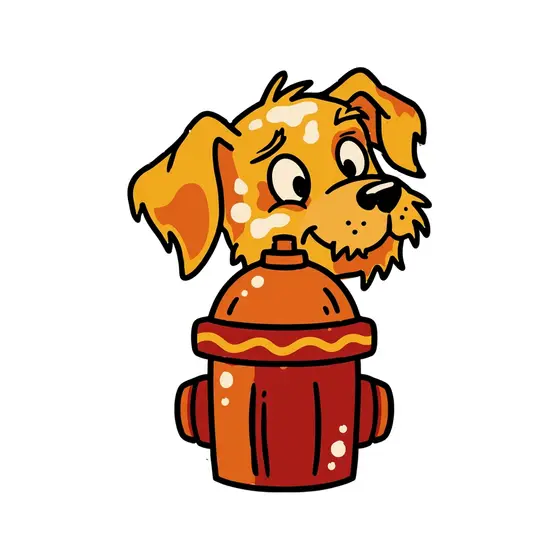 Curious Dog Smiling Atop Red Hydrant