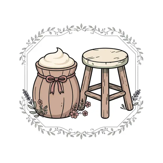 Milk Pail and Stool in Octagon Frame